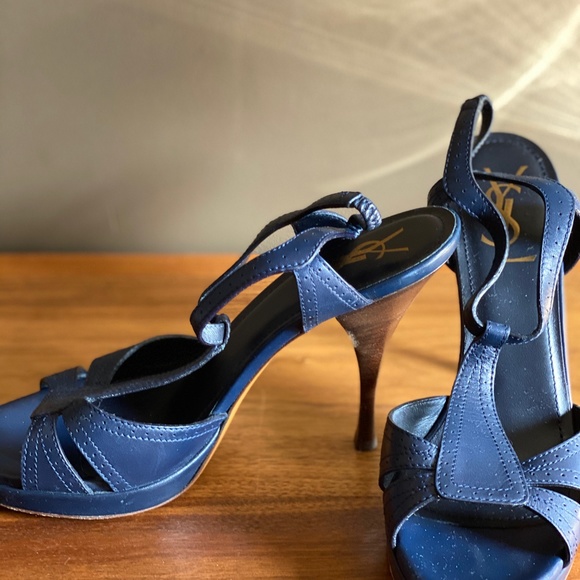 YSL Navy Sling Back Sandal's - Picture 2 of 4